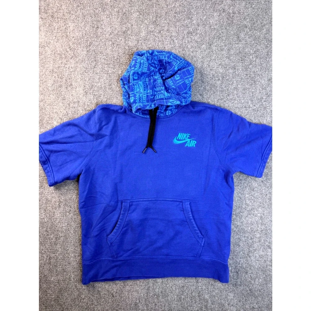 Nike Air Mens Large Blue Short Sleeve Hoodie Pullover Graphic Sweatshirt 665926